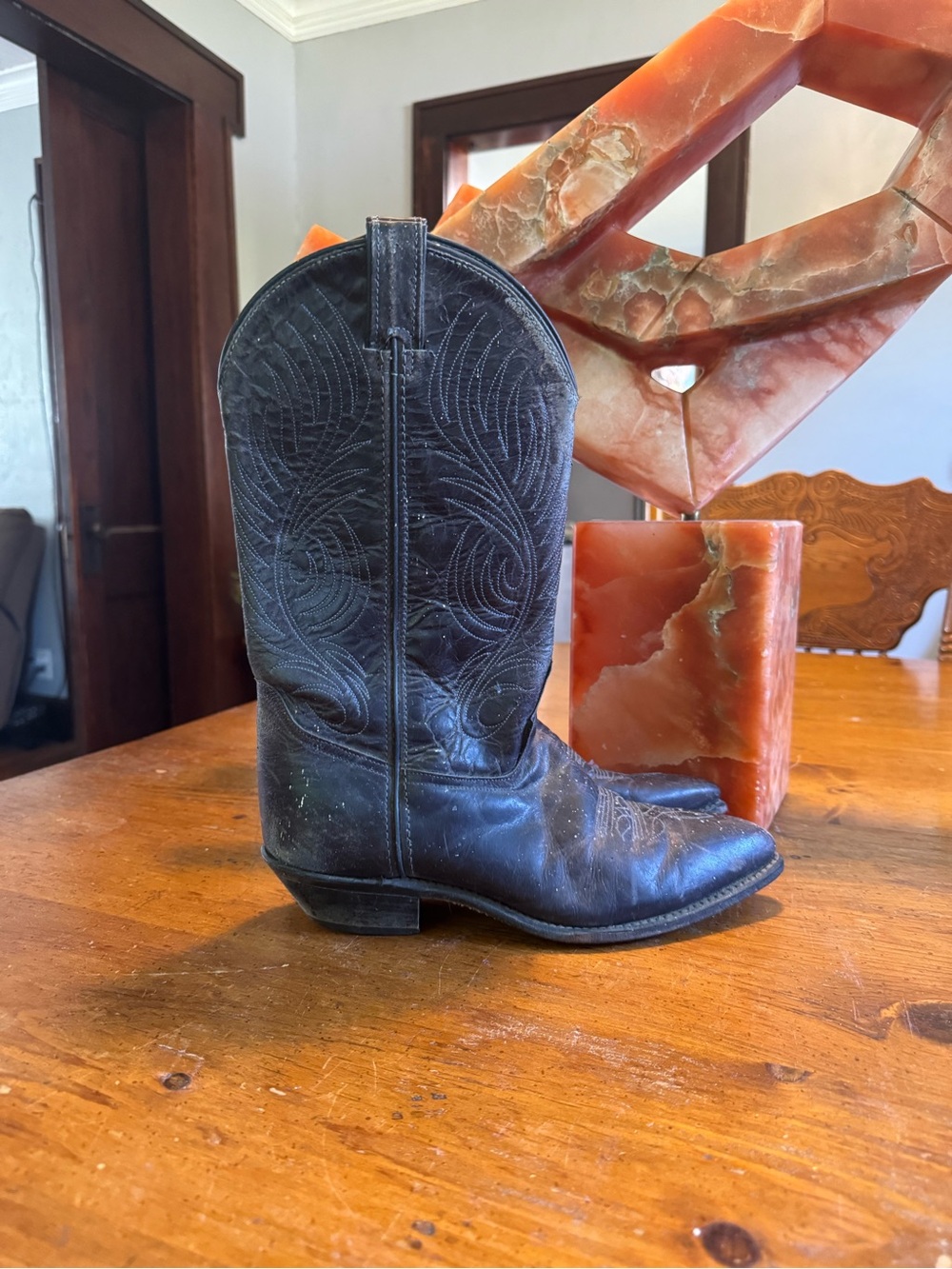 Vintage Code West Black Cowboy Boots Sz 7.5 M